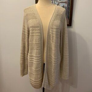 Joe Fresh Cream Ribbed Open Cardigan